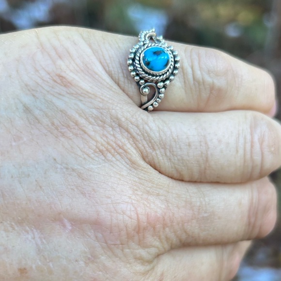 Turquoise 925 silver artisan hand made ring size 8.5 - Picture 6 of 9
